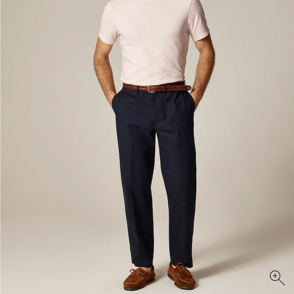 NWT J. Crew Men's Straight-fit creased stretch cotton-blend twill trouser Navy